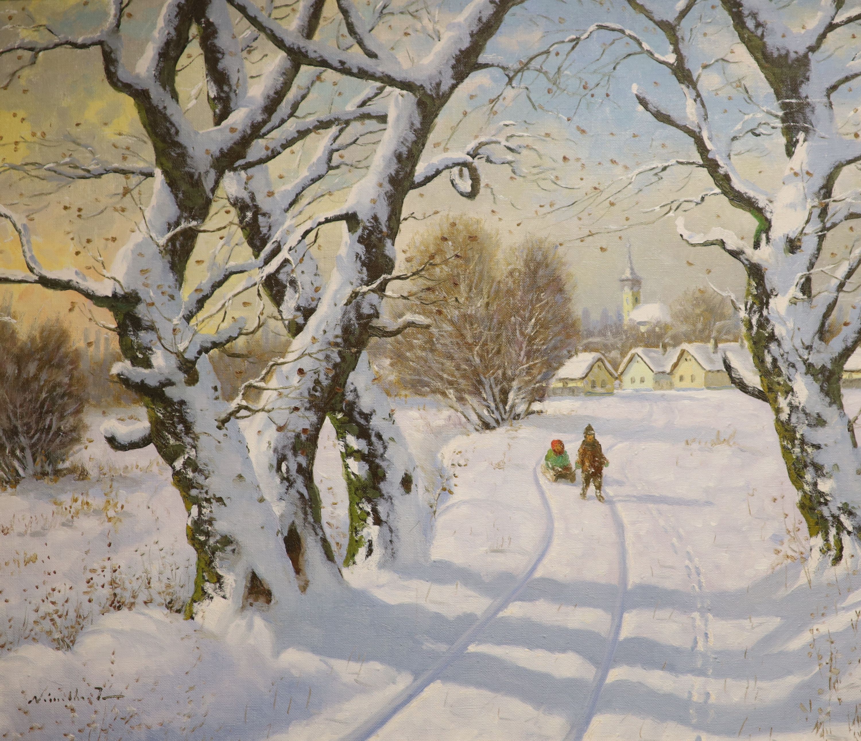 Z* Nemeth (20th century), oil on canvas, Winter landscape, 50 x 60cm